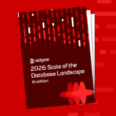State of the Database Landscape: AI Edition cover on a red background