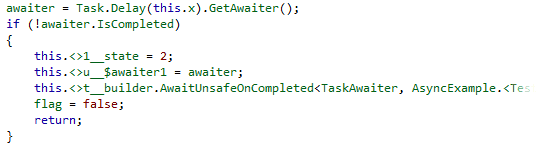 Passing in the awaiter using the ref modifier.