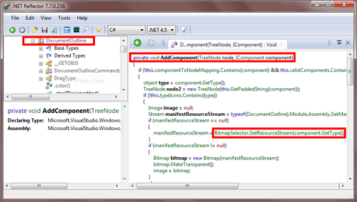 Searching for DocumentOutline and the AddComponent method