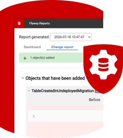 Screenshot der Redgate-Flyway-Oberfläche mit einer Datenbank-Deployment-Pipeline