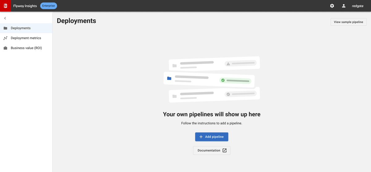 First-login experience: add a project to start tracking deployment activity