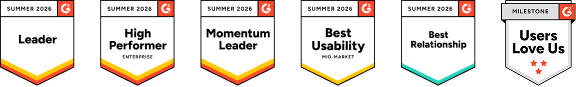 Six G2 badges showing Redgate Flyway is a leader in database DevOps