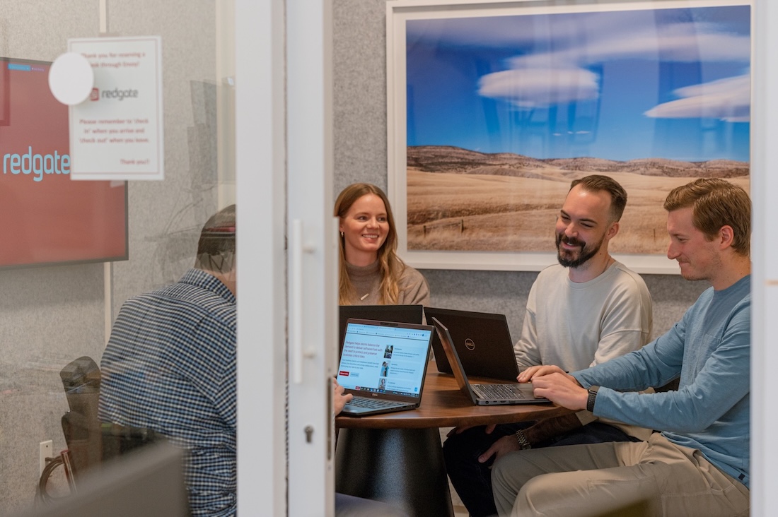 A diverse team collaborating on a data model