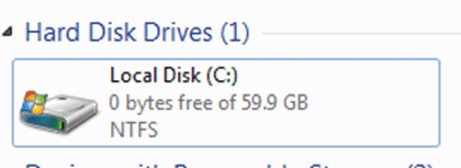Local Disk with 0 bytes free