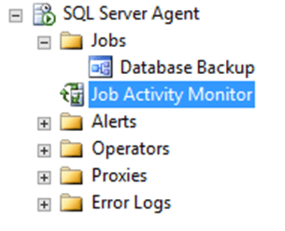 Opening Job Activity Monitor in SQL Server Management Studio