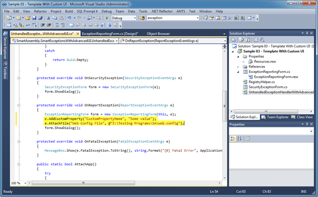 Figure 4: Instrumenting your code to attach additional information/files to your error reports.