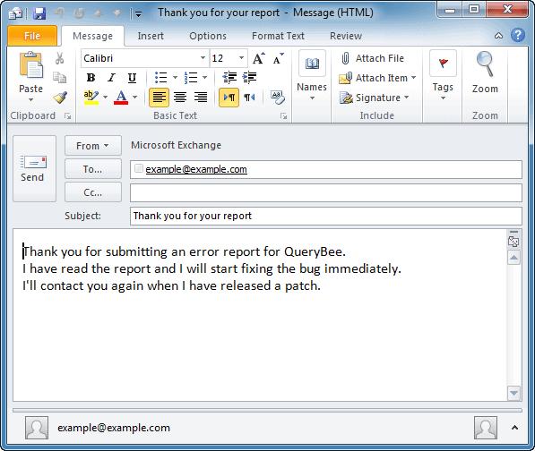 Figure 9: Opening up the pre-defined template for responding to your users.