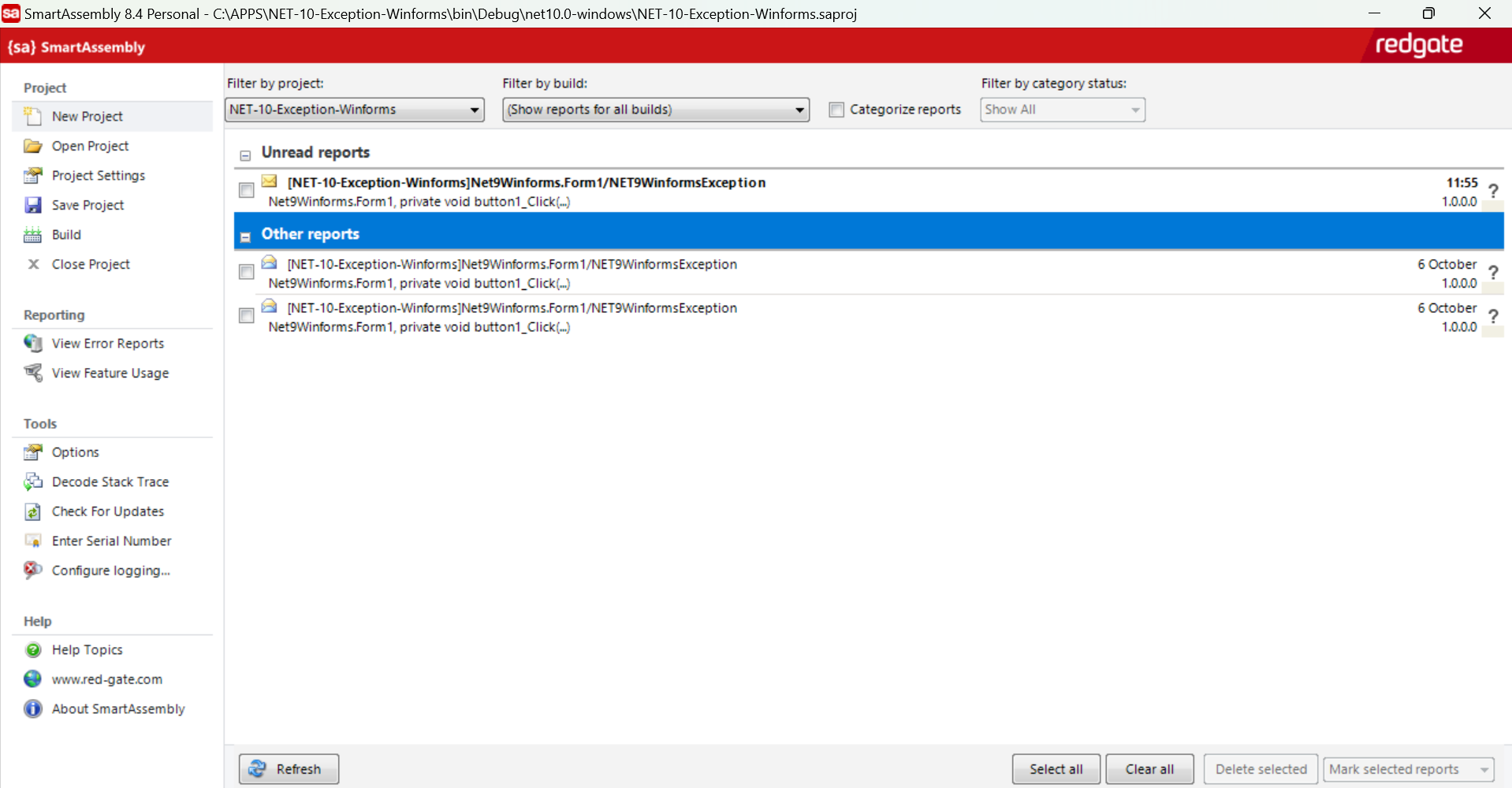 Figure 5: Checking our error reports.