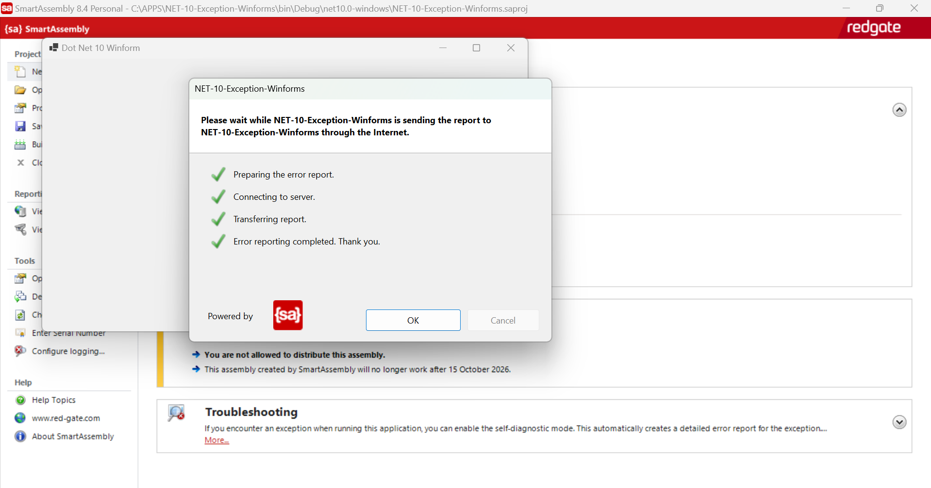Figure 6: Opening the error report.