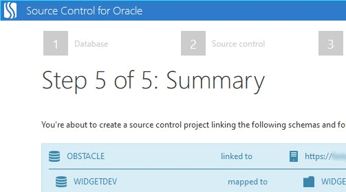Creating a new project in Source Control for Oracle