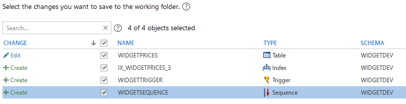 Check in Oracle database changes with one click