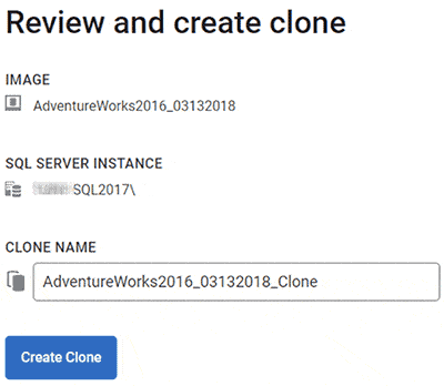 Creating a clone from an image using SQL Clone - Resources - SQL Clone