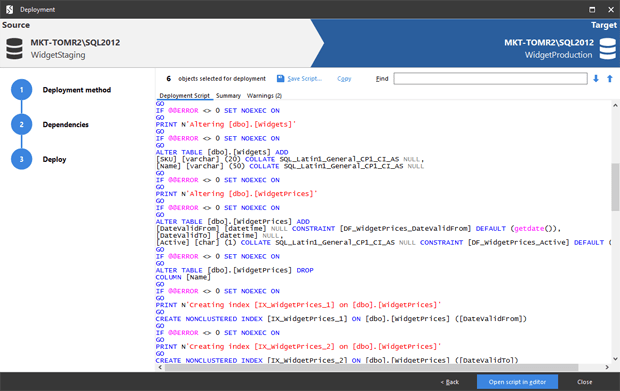 Deploy from the UI, or copy SQL Compare's deployment script and run it yourself in SQL Server Management Studio