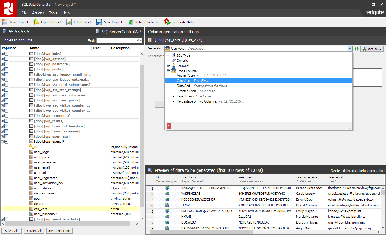SQL Data Generator - Data Generator For MS SQL Server Databases