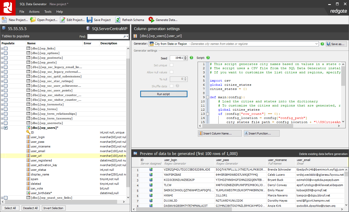 SQL Data Generator - Data Generator For MS SQL Server Databases