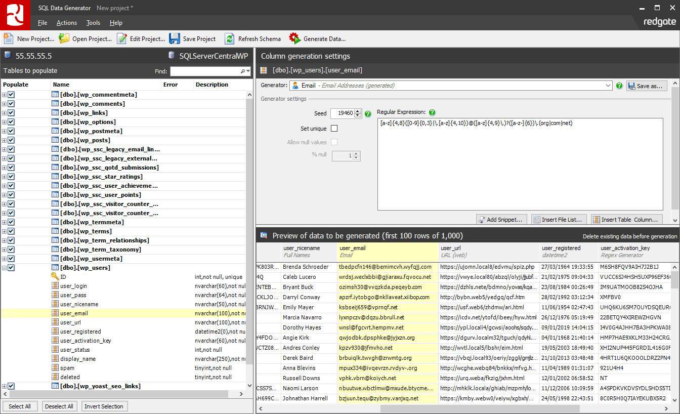 SQL Data Generator - Data Generator For MS SQL Server Databases