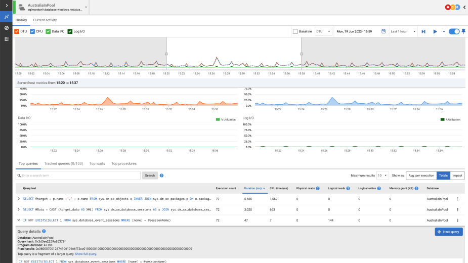 Screenshot of SQL Monitor