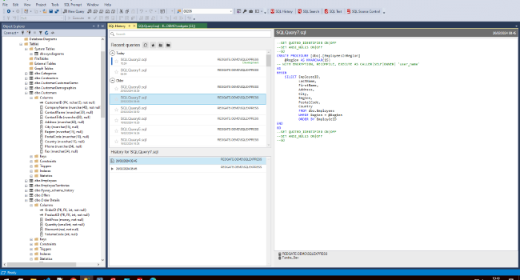 Screenshot showing SQL Prompt's code formatting in SQL Server Management Studio