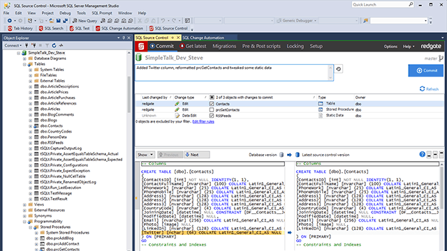 Version control schemas and static data with SQL Source Control