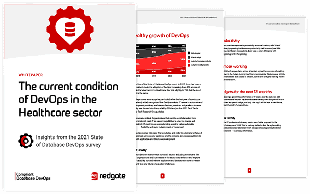 The cover and interior pages for The current condition of DevOps in the Healthcare sector whitepaper
