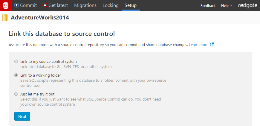 link database to source control system