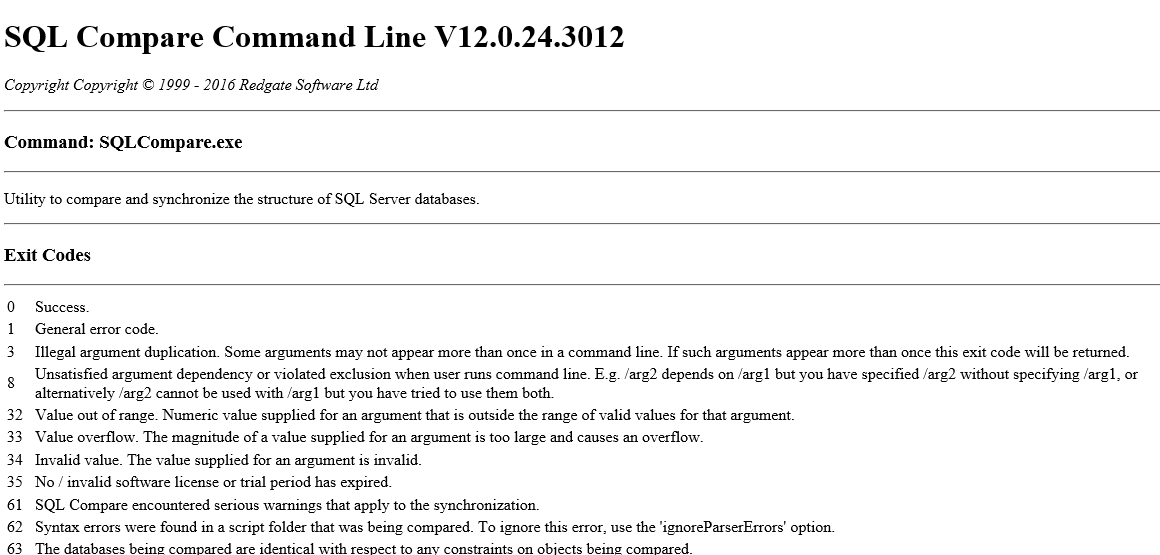SQL compare error codes