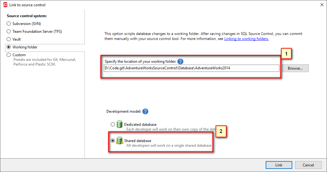 working folder location