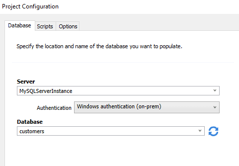Connect to test database