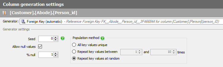 populating key columns with data