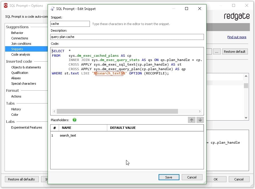 SQL Prompt snippet 3