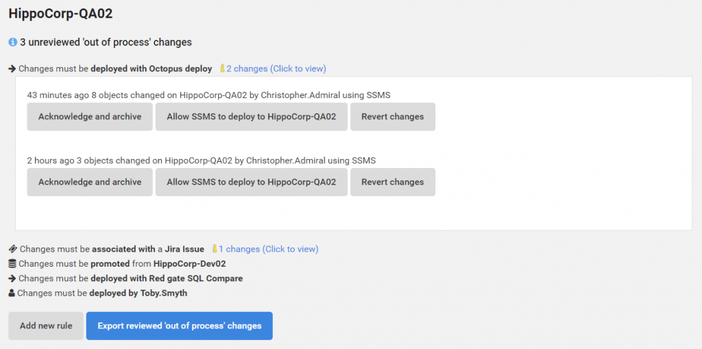 UI for detecting out of process changes