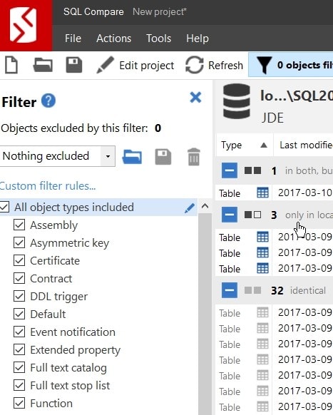 built in filter options