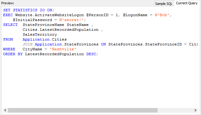 SQL code formatting 2