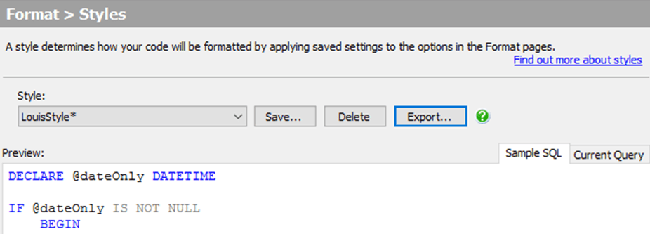 SQL code formatting 4