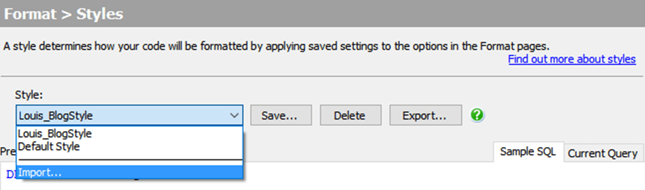 SQL code formatting 5