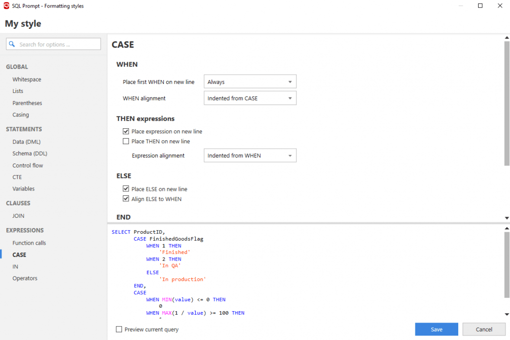 SQL Prompt formatting 7