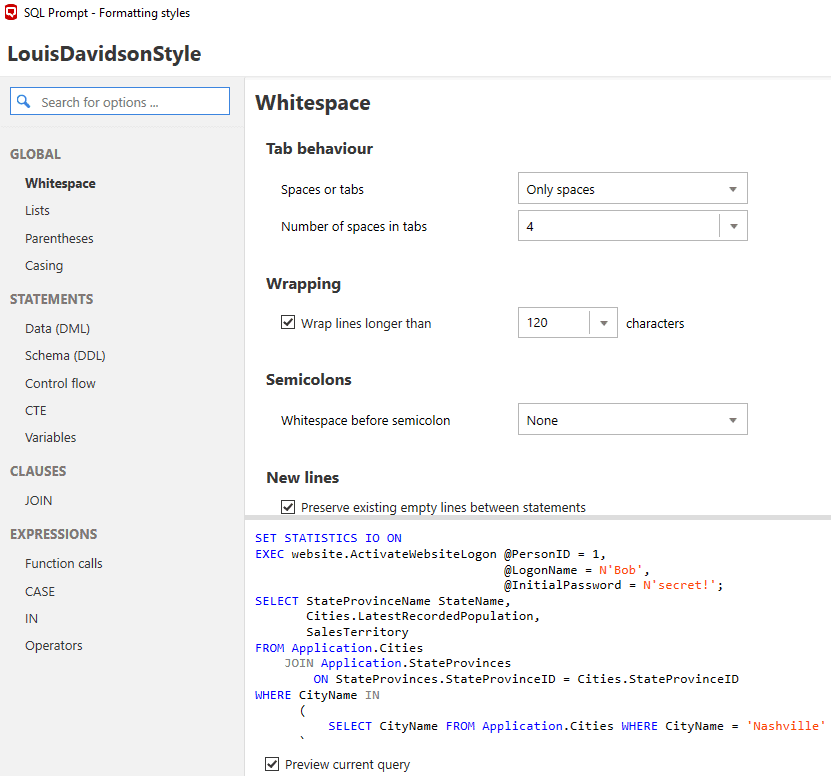 SQL Prompt custom style 3
