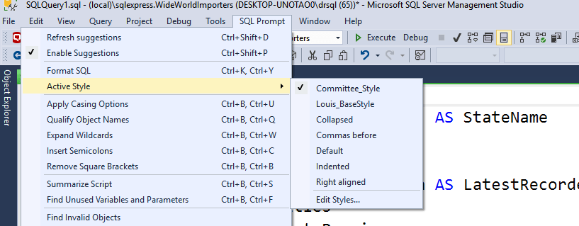 SQL formatting 1