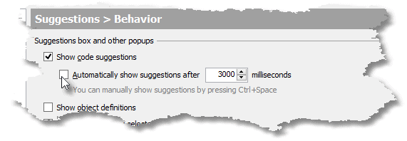 Prompt auto-complete suggestions on demand only