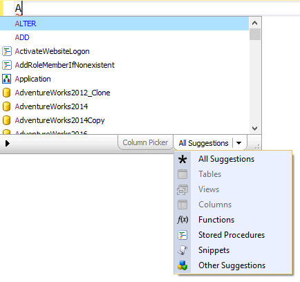 SQL Prompt IntelliSense