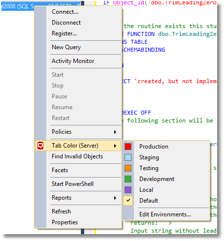 SQL Prompt tab colors