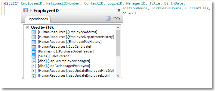 SQL Prompt Tooltips