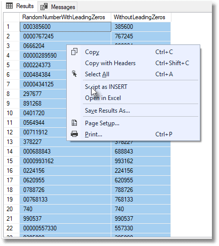 Using Script As Insert to save query results to a table
