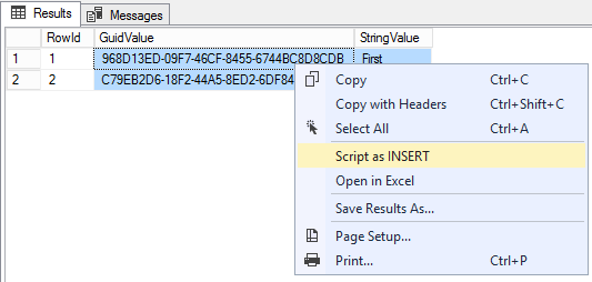 Scripting query results to populate a temp table