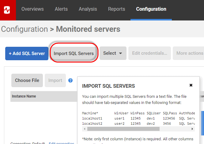 Importing SQL Servers