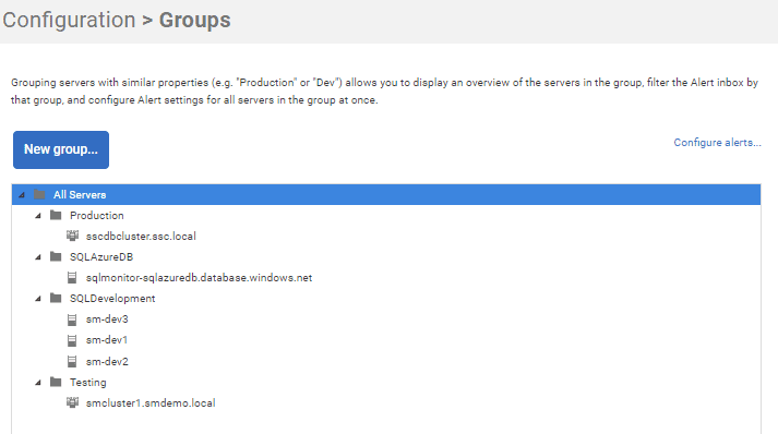 Creating Server Groups in SQL Monitor