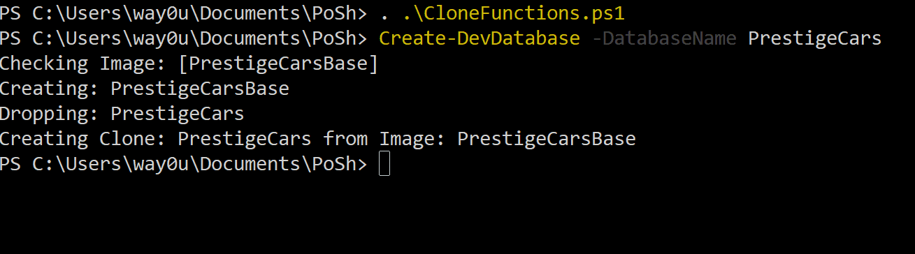 PowerShell command line messages