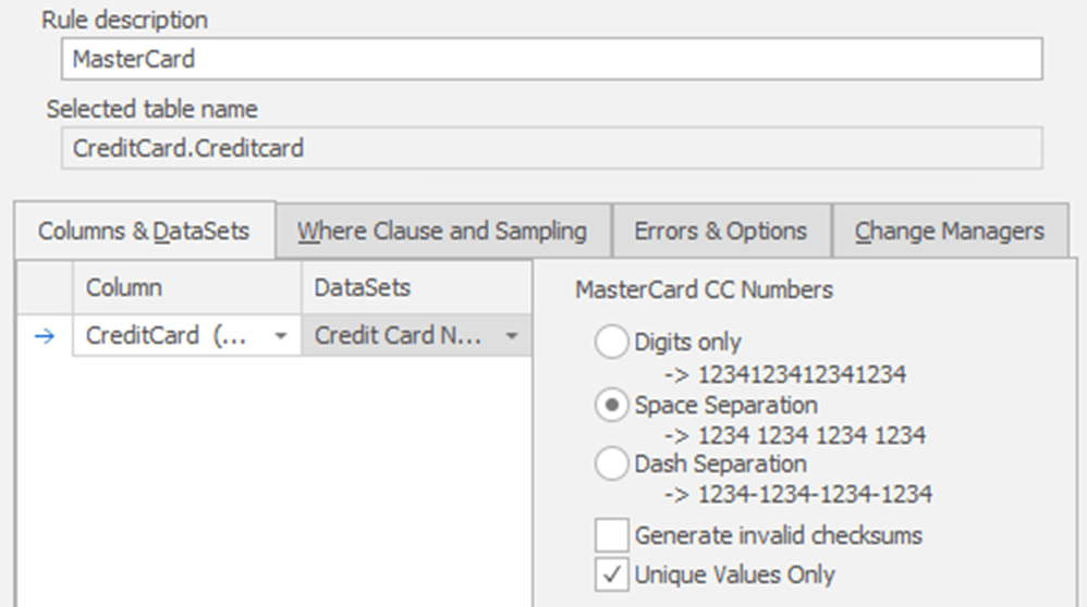 control the characteristics of the replacement data