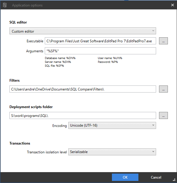 Set text encoding as UTF8 in SQL Compare