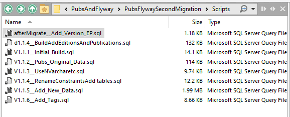 Flyway migration scripts and SQL callback file in GitHub project